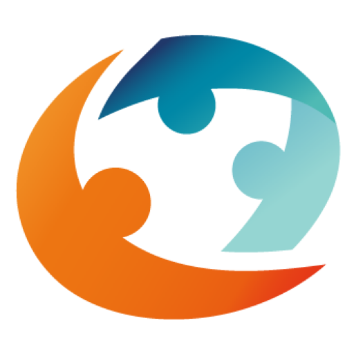 Logo de l'Institut CHAMP-G : ronde de 3 personnes, 1 orange et 2 bleues